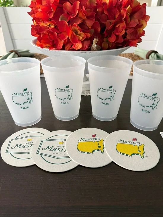 2026 Masters Plastic Souvenir Cups and 4 Coasters - Picture 2 of 5